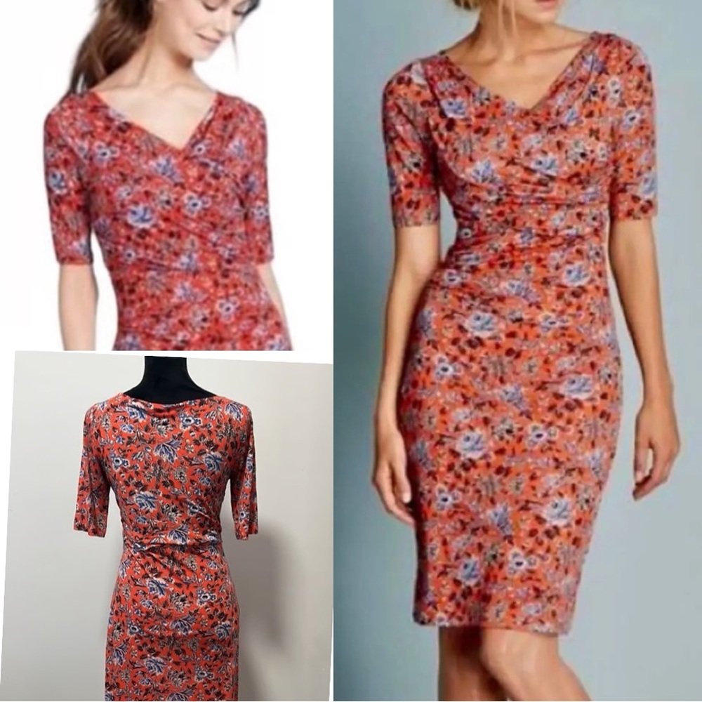 Boden Rita Ruched  Floral Jersey Dress